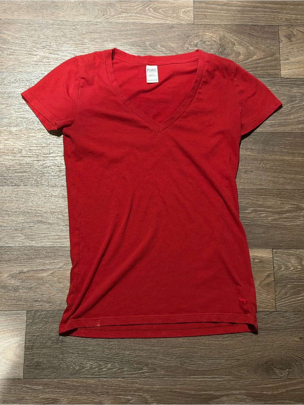 Victoria's Secret Pink V-Neck Red Shirt Small